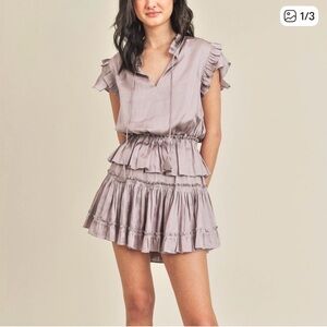 Elegant Ruffled Lavender Mini Dress